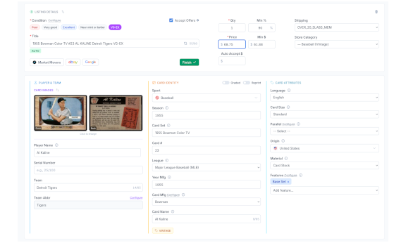CardLuma scan-to-listing interface